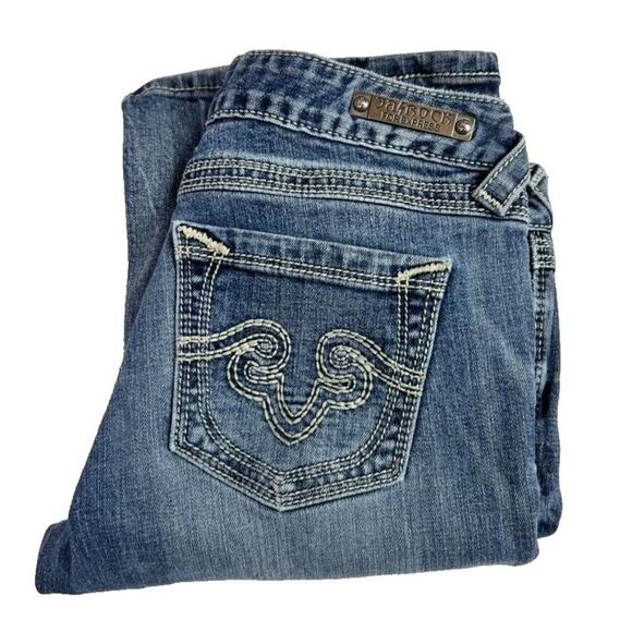 BE ROCK FOR EXPRESS Jeans Women 6R 30X40 Bootcut Blue Denim Cowboy Embroidered - Picture 4 of 12